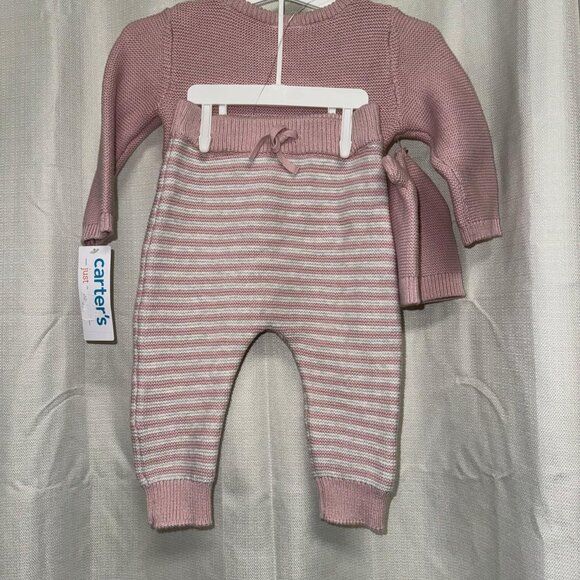 Carter's Just One You Baby Girls' 3pc Cat Sweater & Bottom Set - Pink - Size 9M. - Picture 3 of 3